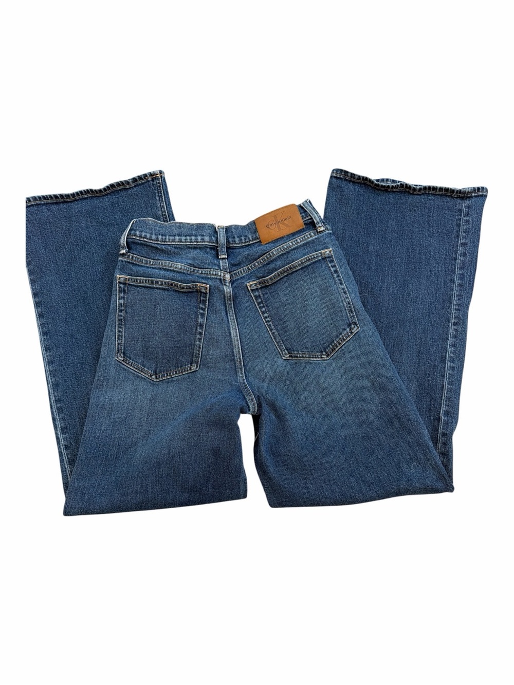 Calvin Klein Midwash Flared Wide-Leg Jeans